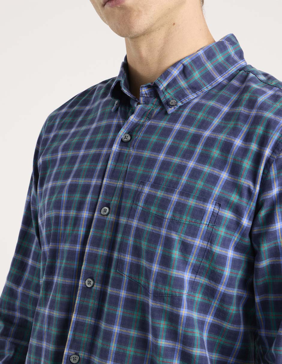 Camisa casual de algodón manga larga para hombre