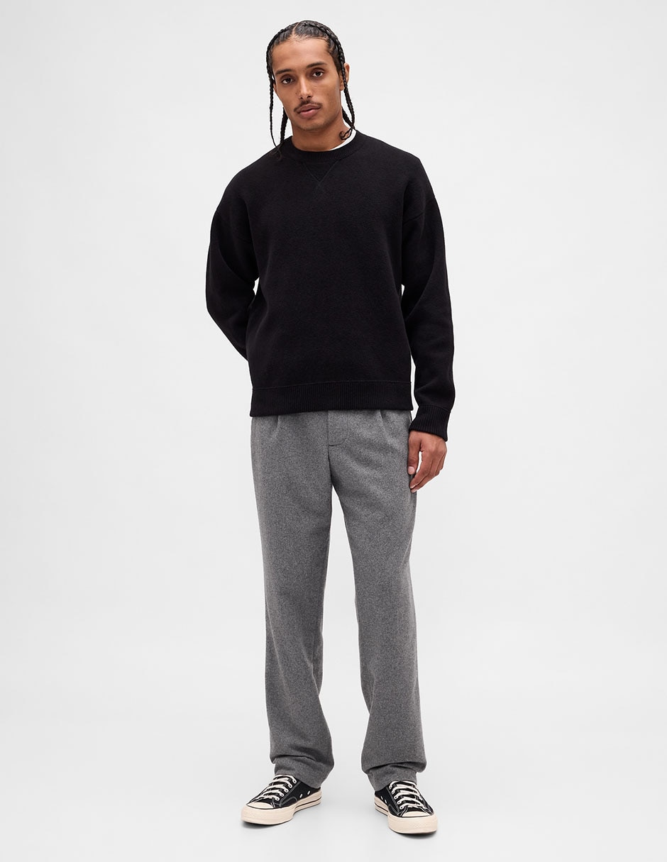 Pantalón business casual recto de lana para hombre