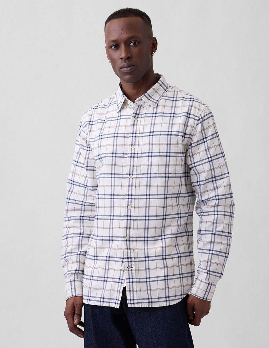 Camisa casual de algodón manga larga para hombre 1