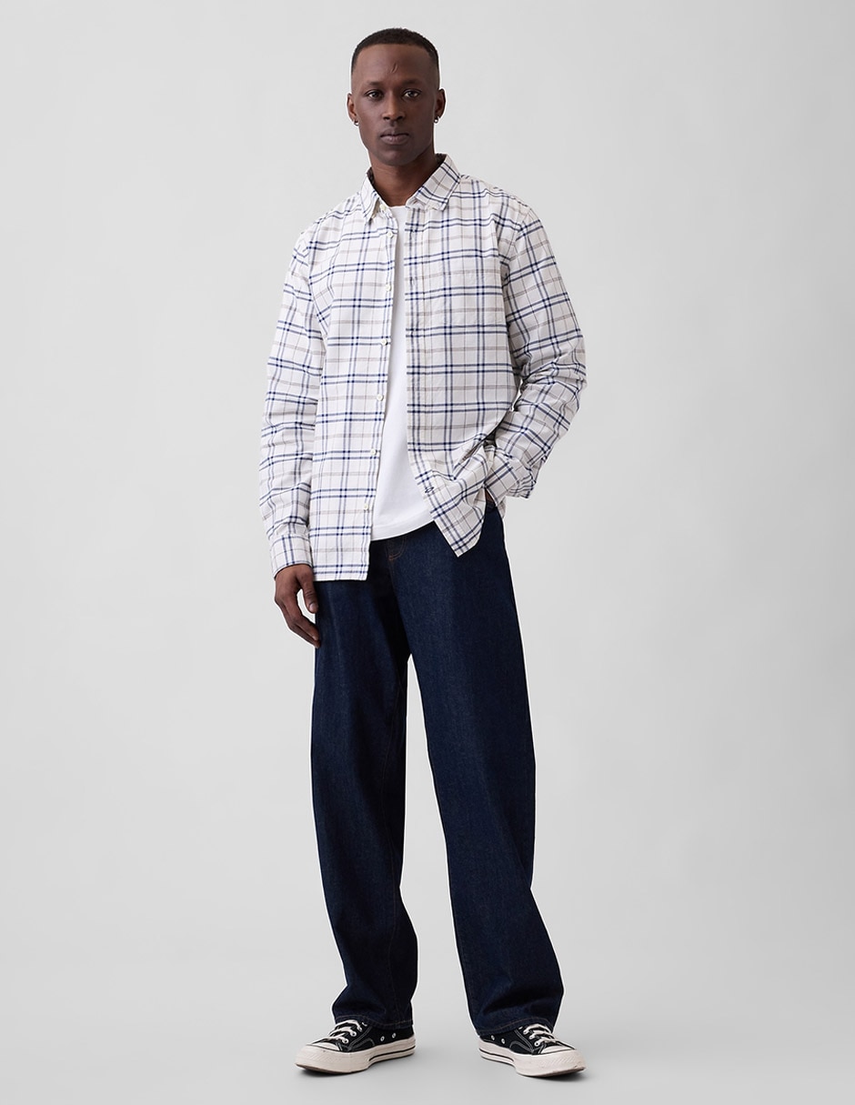 Camisa casual de algodón manga larga para hombre 7