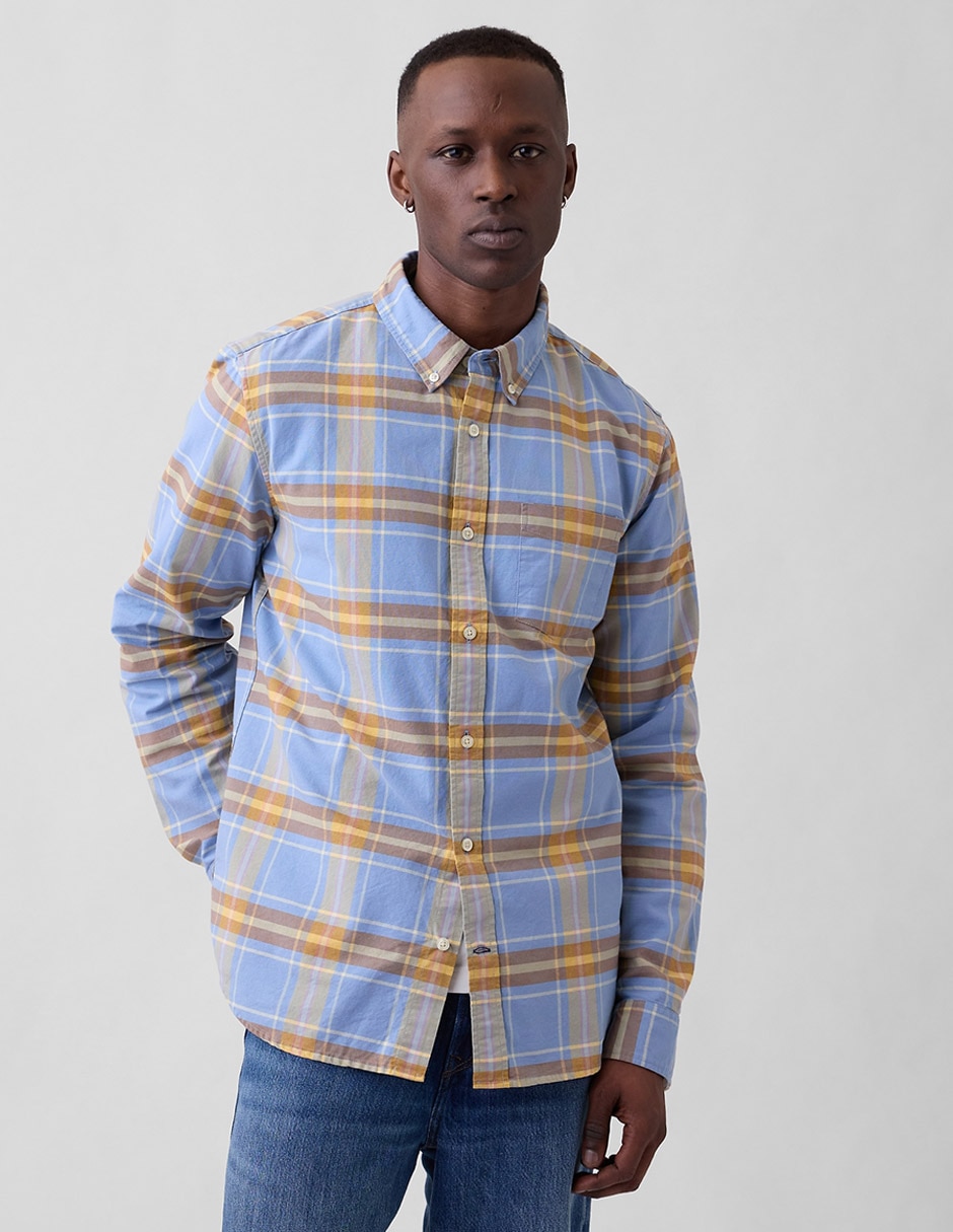 Camisa casual de algodón manga larga para hombre