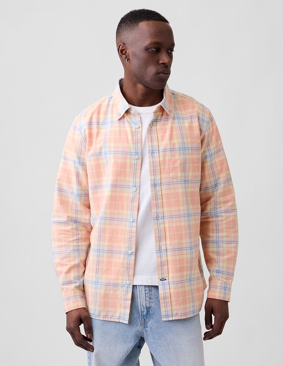 Camisa casual de algodón manga larga para hombre