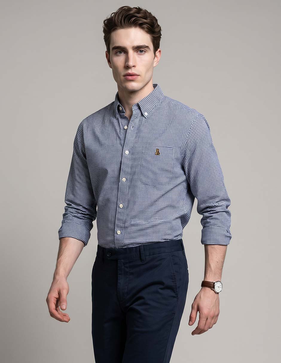 Camisa casual de algodón manga larga para hombre