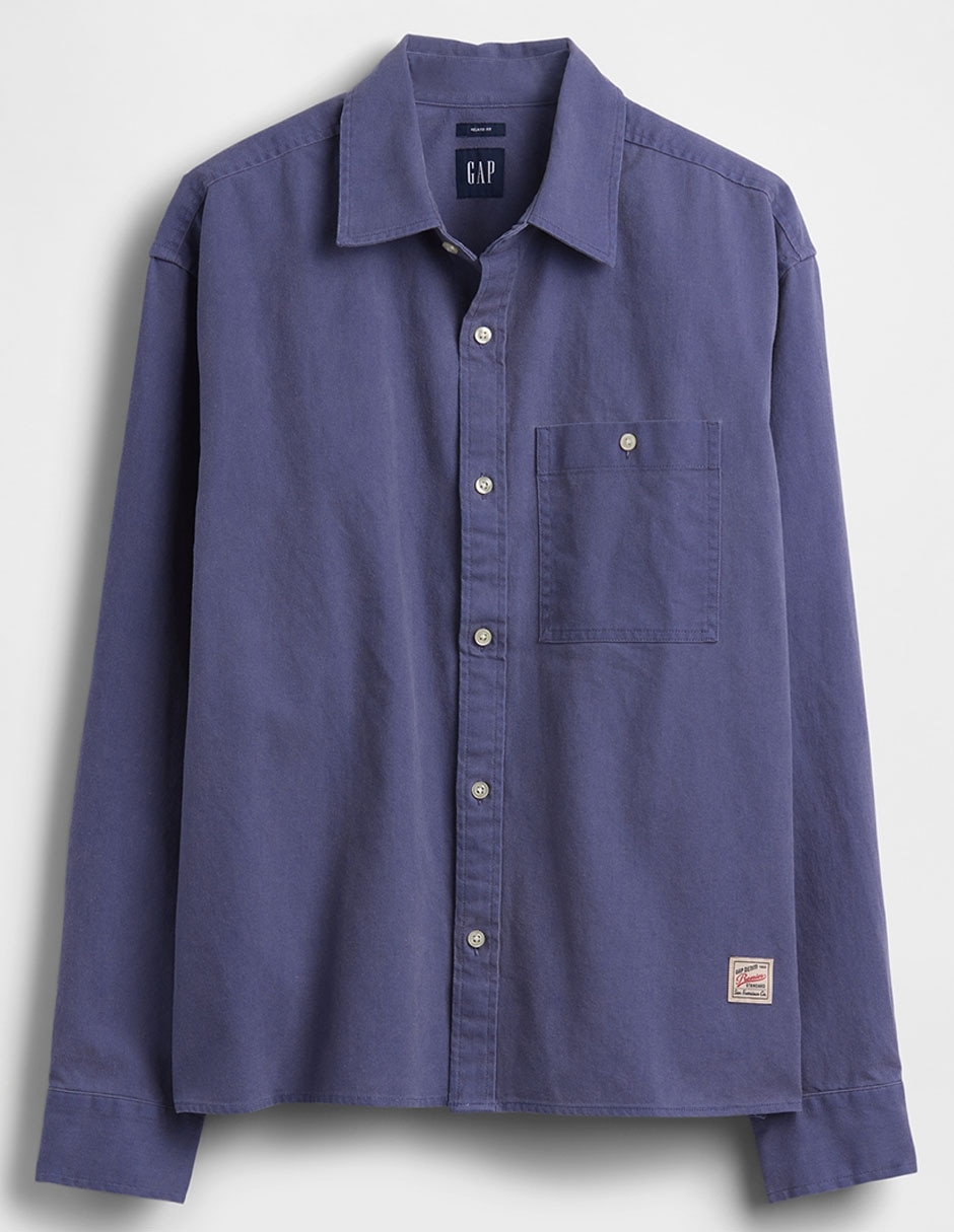 Sobrecamisa casual de algodón manga larga para hombre 5
