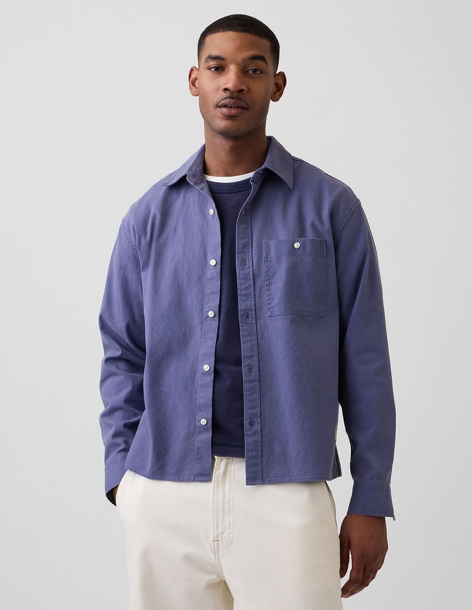 Sobrecamisa casual de algodón manga larga para hombre Sobrecamisa casual de algodón manga larga para hombre