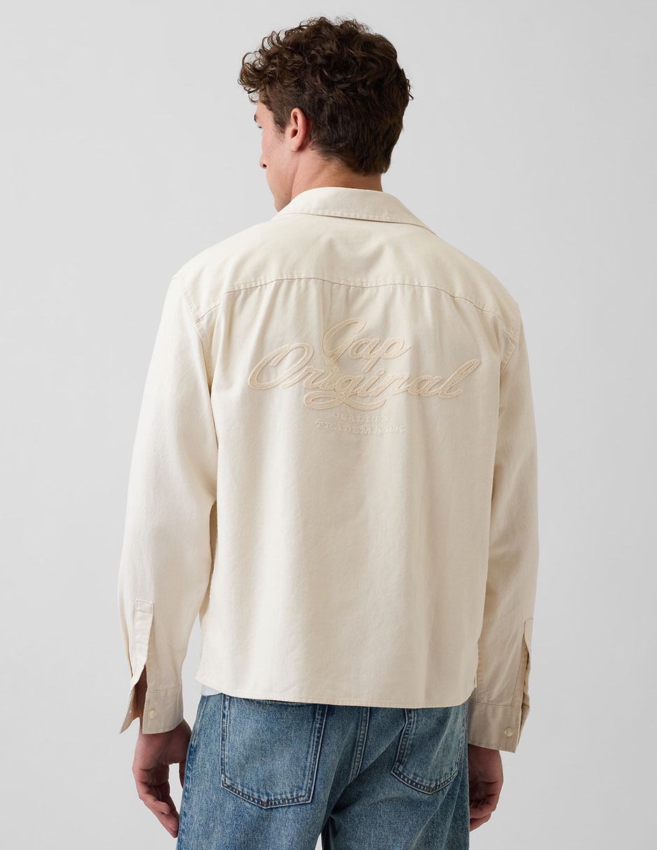 Sobrecamisa casual de algodón manga larga para hombre