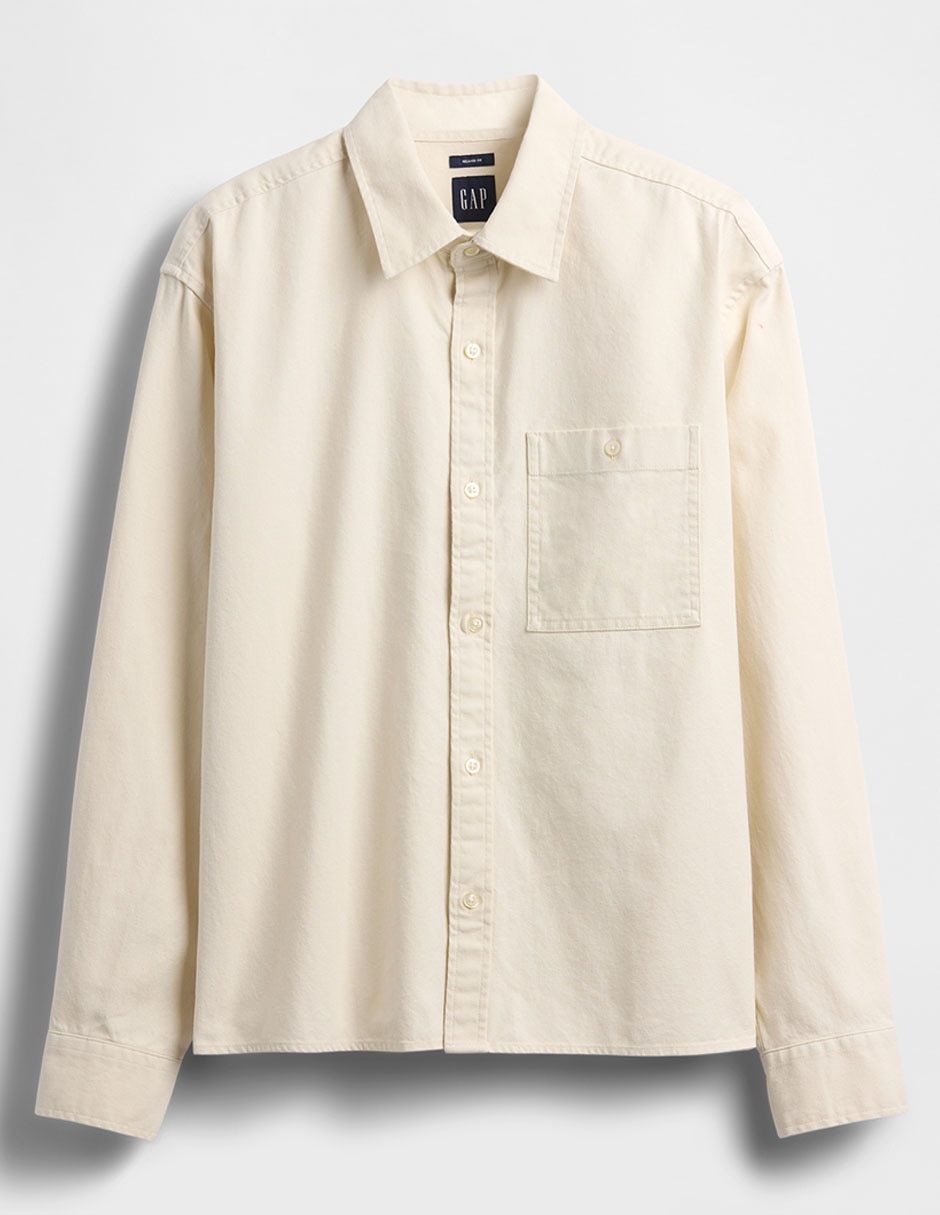 Sobrecamisa casual de algodón manga larga para hombre