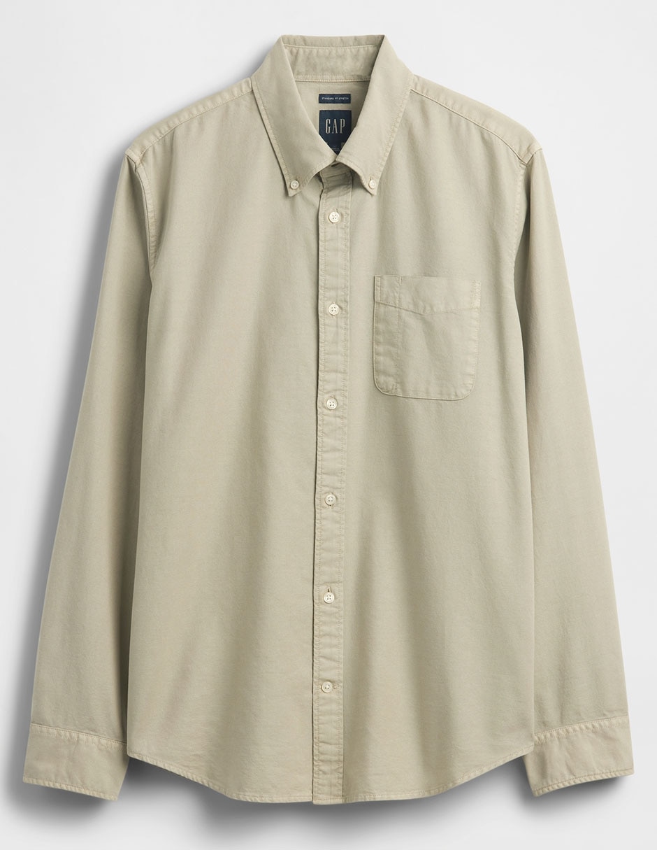 Camisa casual de algodón manga larga para hombre