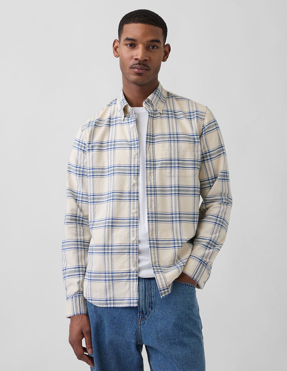 Camisa casual de algodón manga larga para hombre Camisa casual de algodón manga larga para hombre