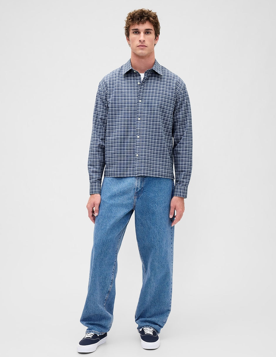 Camisa casual de algodón manga larga para hombre