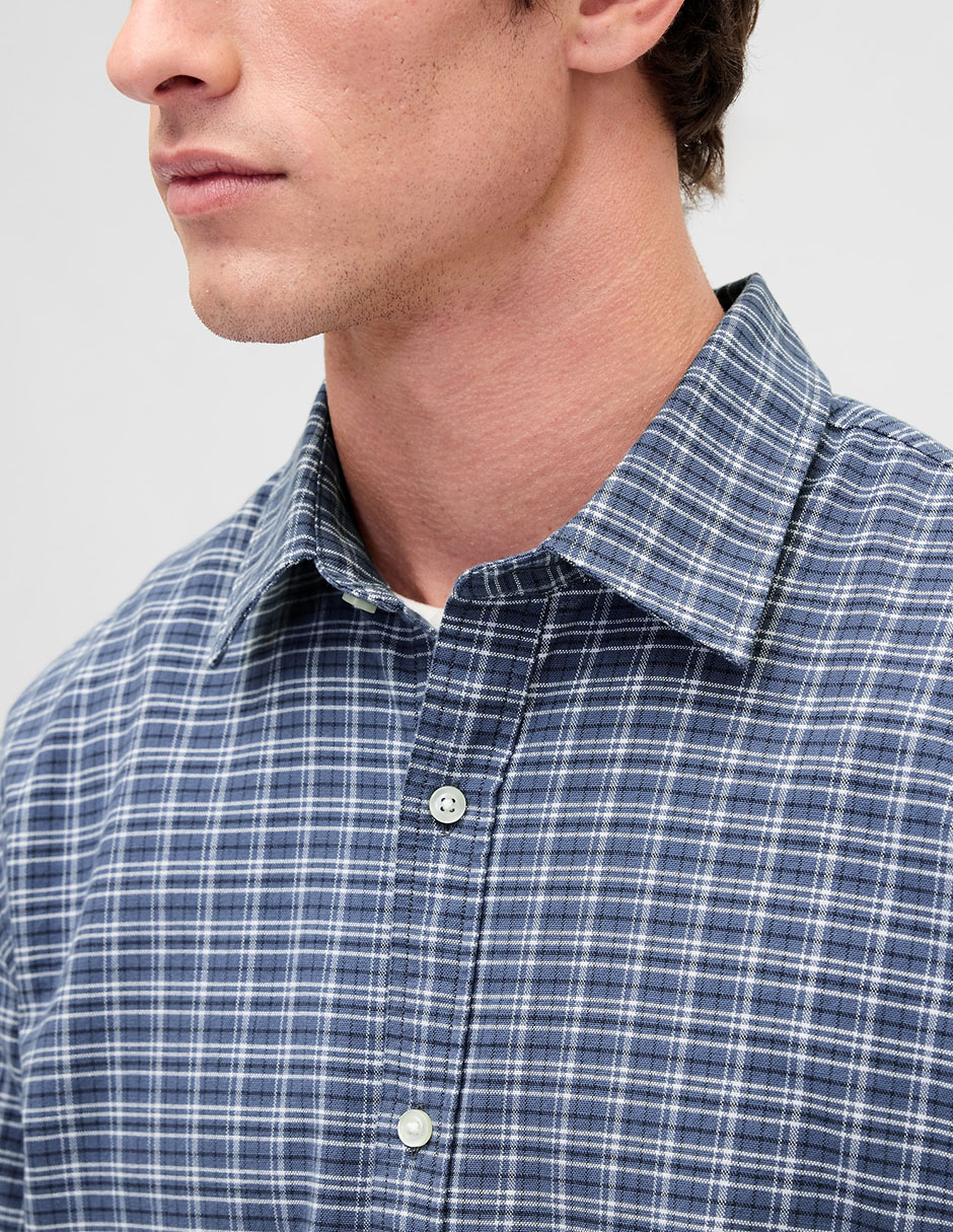 Camisa casual de algodón manga larga para hombre