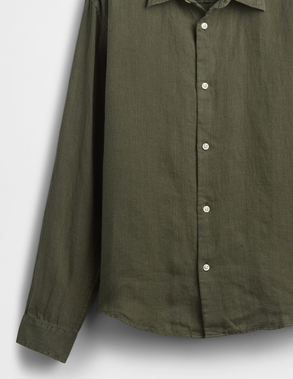 Camisa casual de lino manga larga para hombre 2