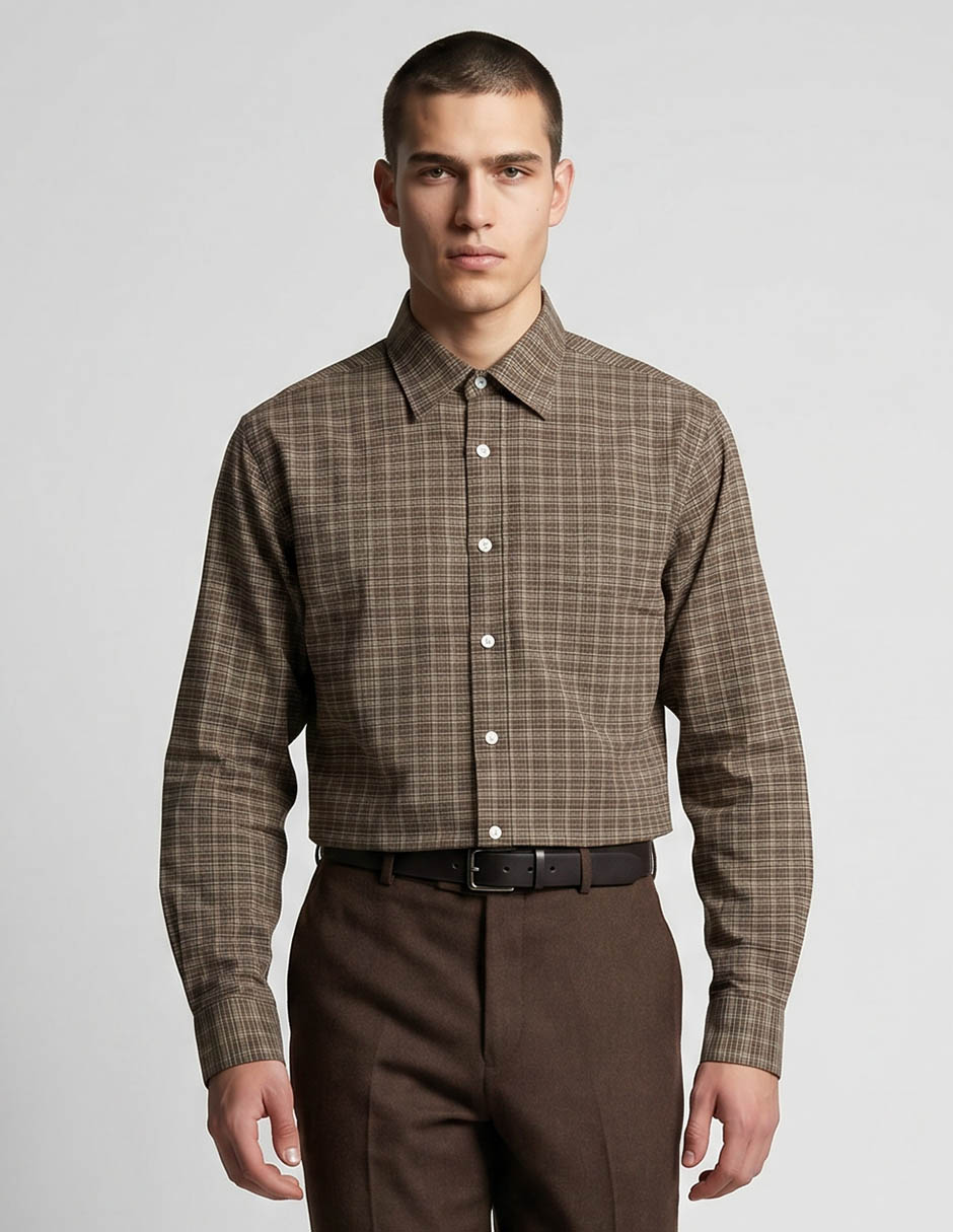 Camisa casual de algodón manga larga para hombre