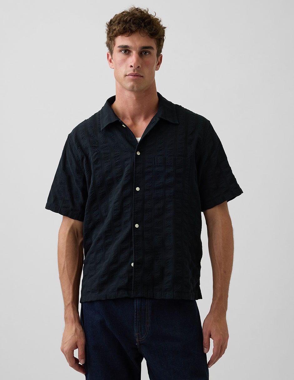 Camisa casual de algodón manga corta para hombre