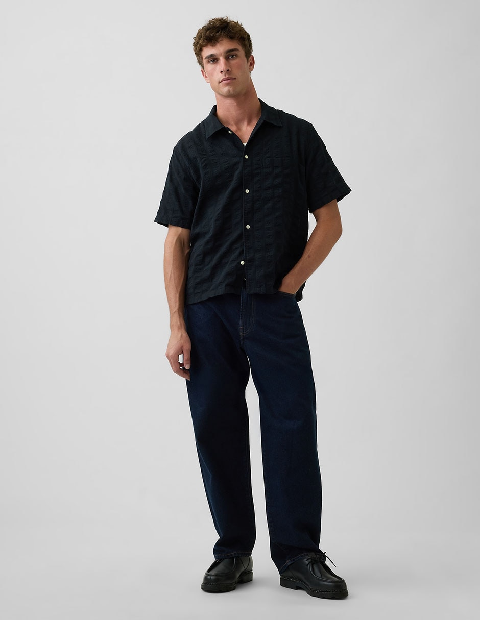 Camisa casual de algodón manga corta para hombre