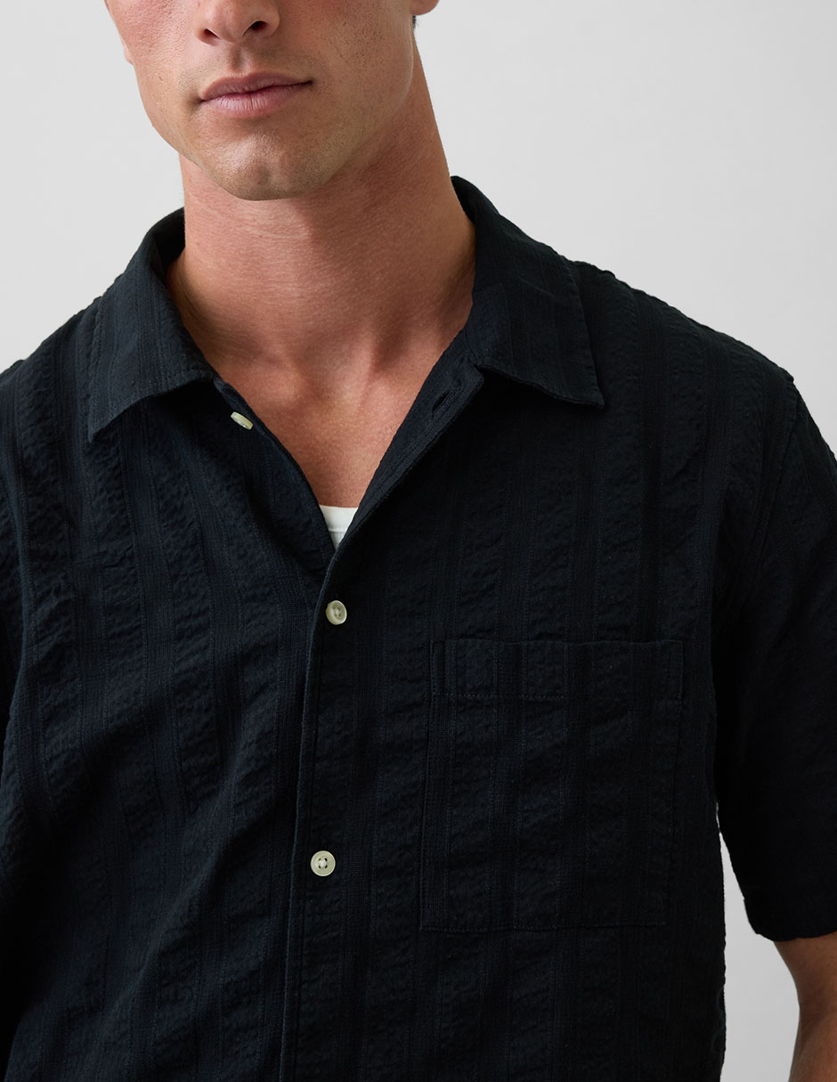 Camisa casual de algodón manga corta para hombre