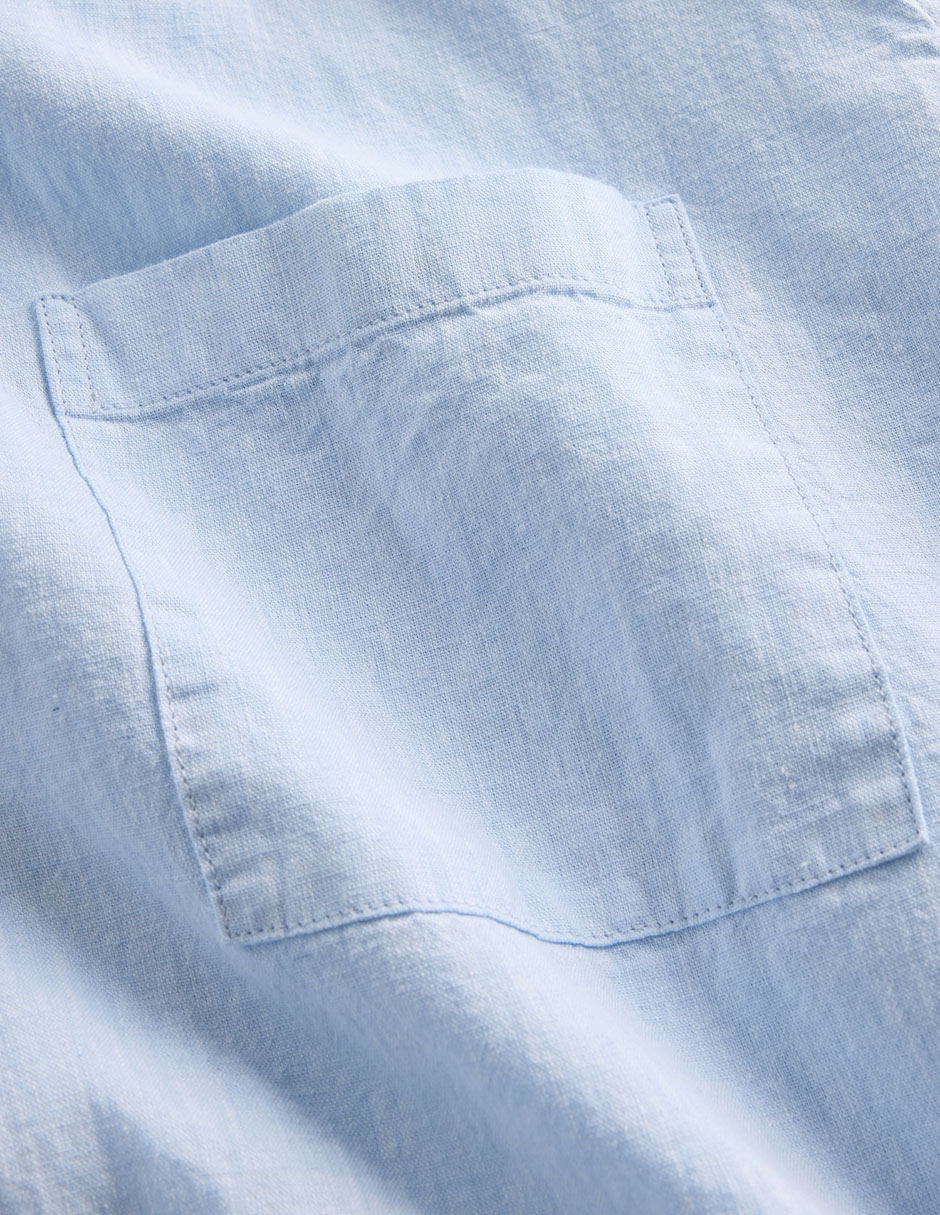Camisa casual de lino manga corta para hombre