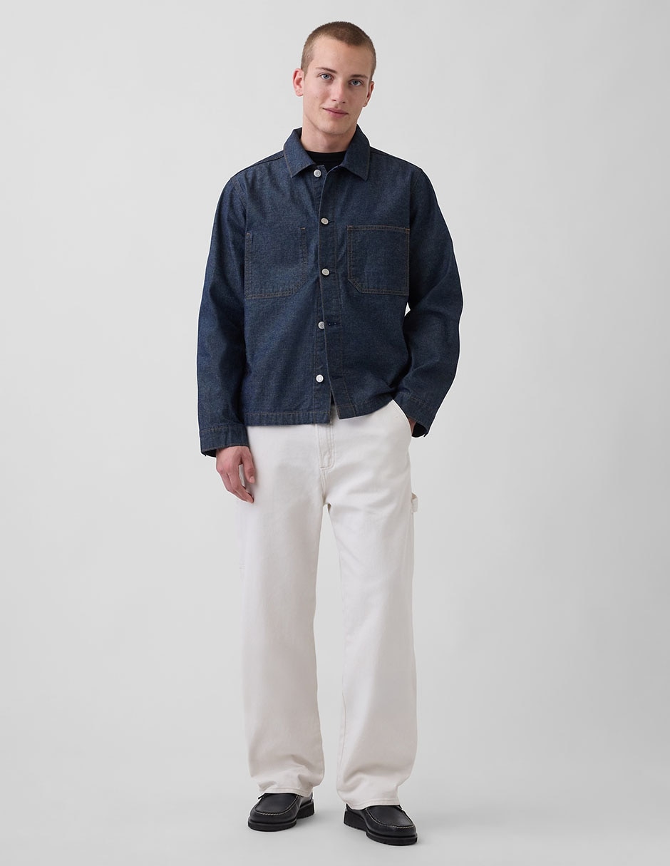 Chamarra denim con bolsillos para hombre