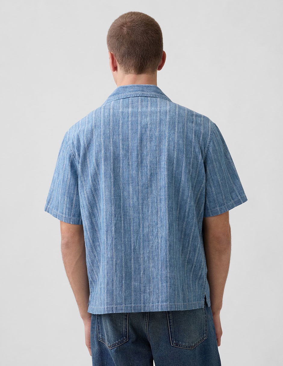 Camisa casual de algodón manga corta para hombre