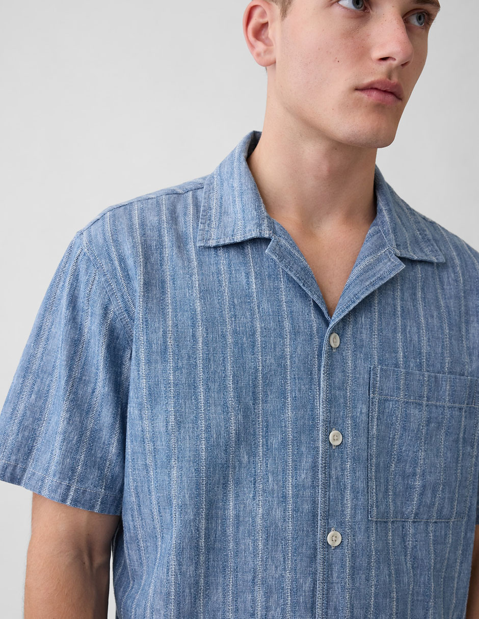 Camisa casual de algodón manga corta para hombre