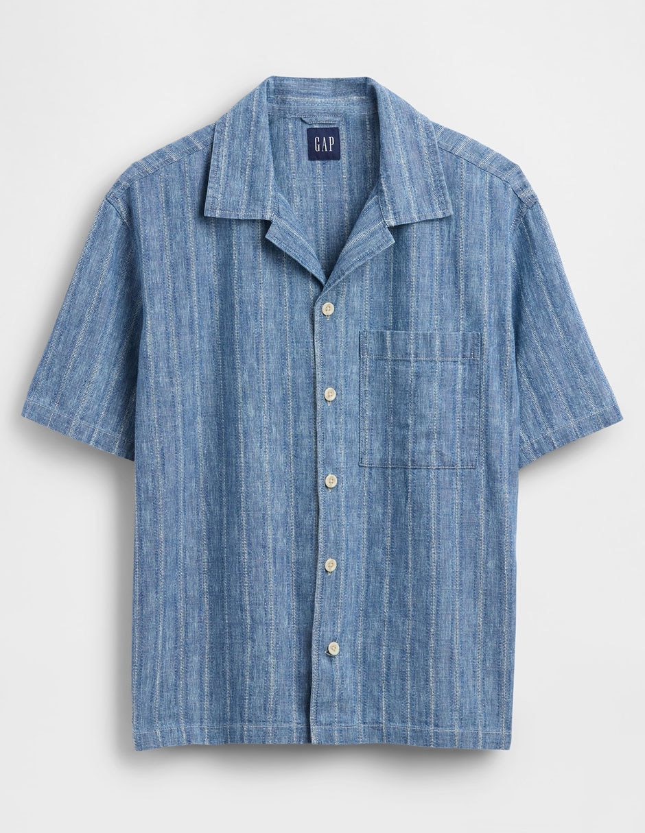 Camisa casual de algodón manga corta para hombre