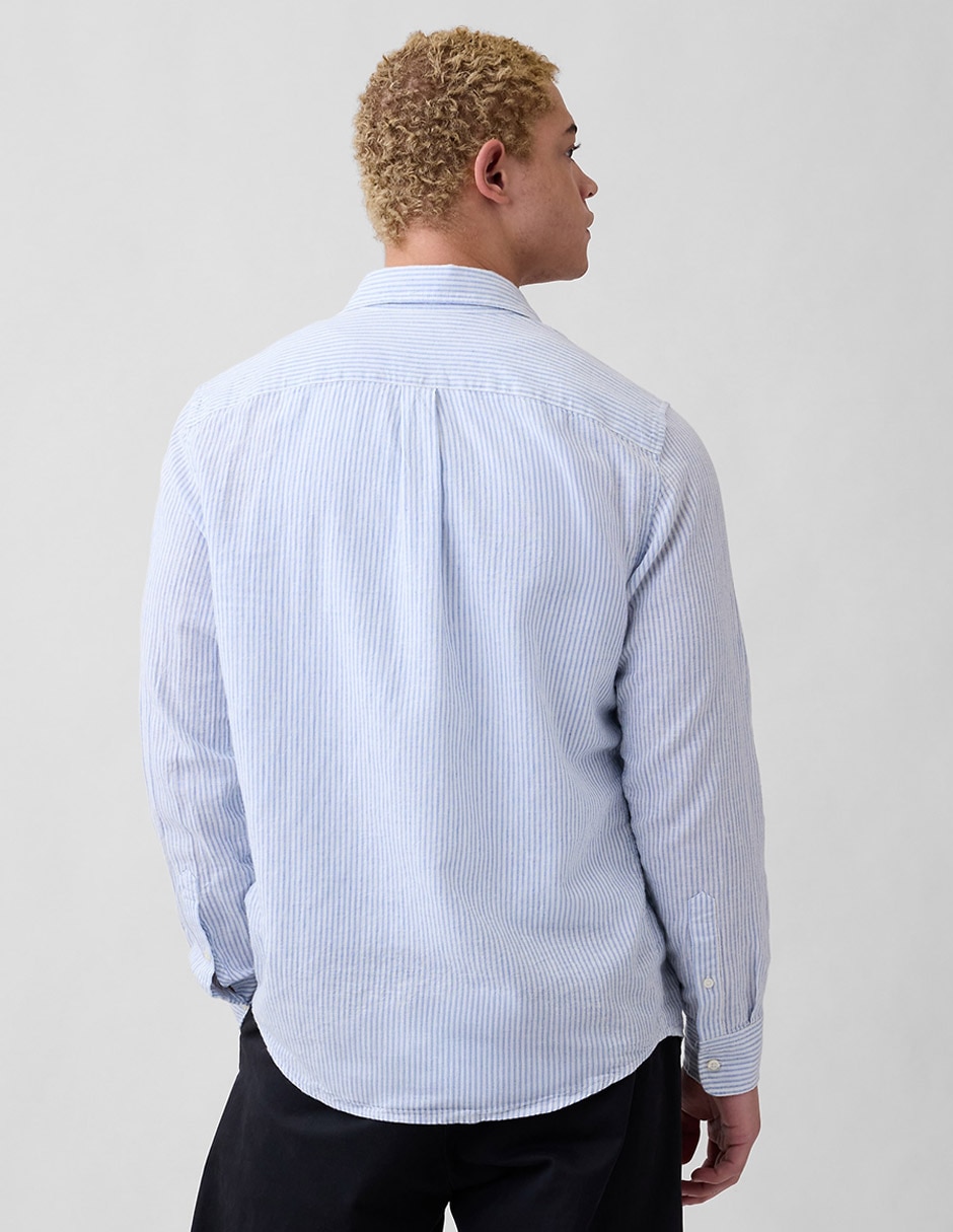 Camisa casual de lino manga larga para hombre