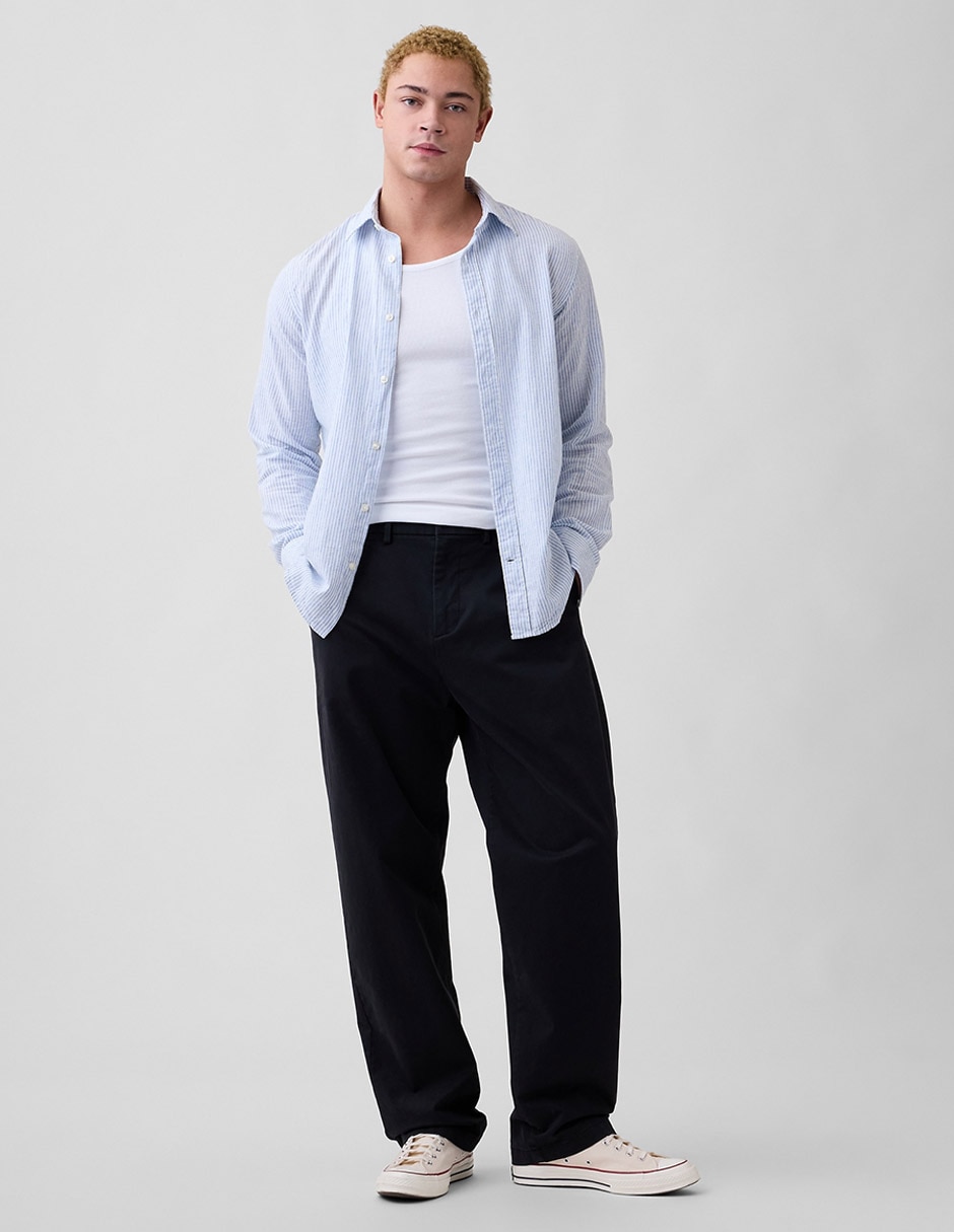 Camisa casual de lino manga larga para hombre