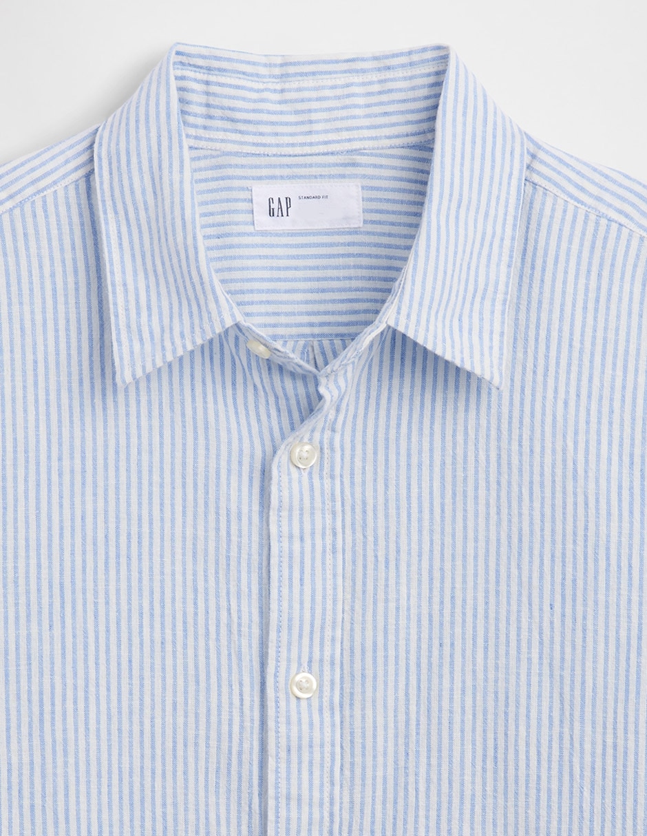 Camisa casual de lino manga larga para hombre