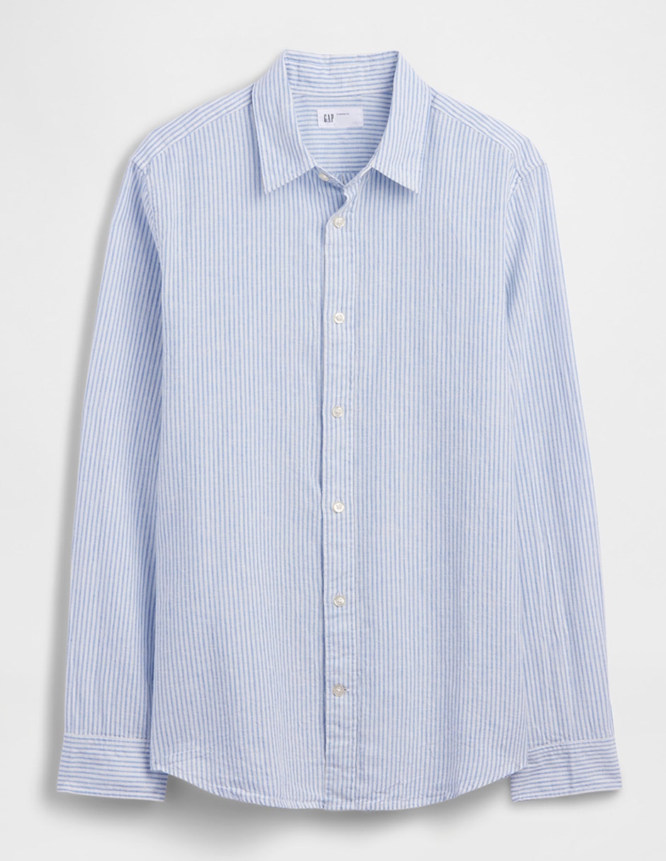 Camisa casual de lino manga larga para hombre