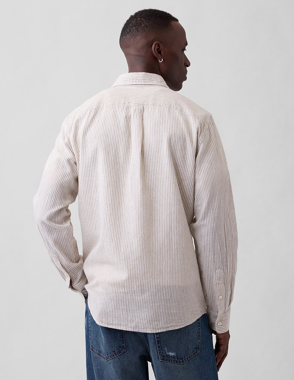 Camisa casual de lino manga larga para hombre 2