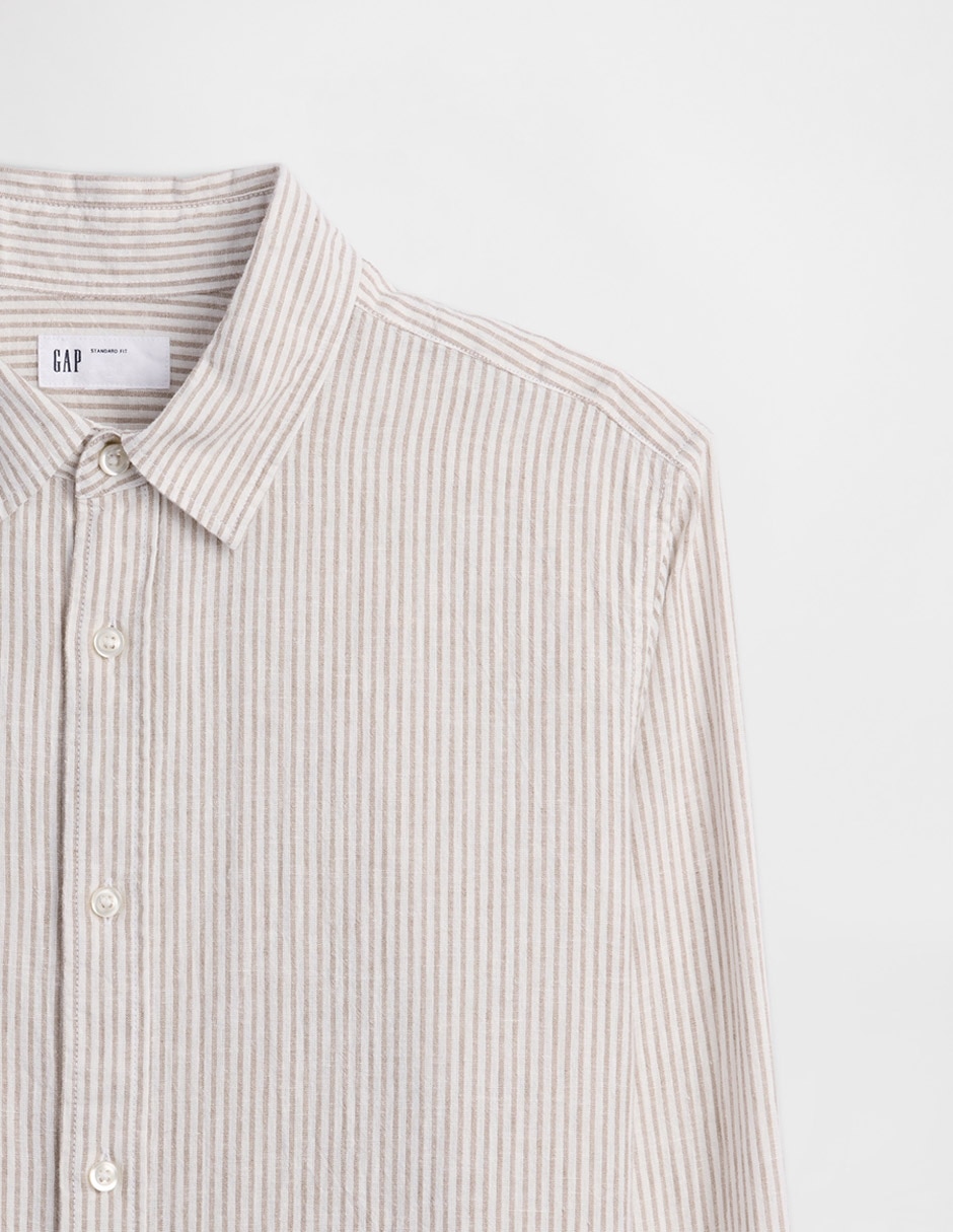 Camisa casual de lino manga larga para hombre 4