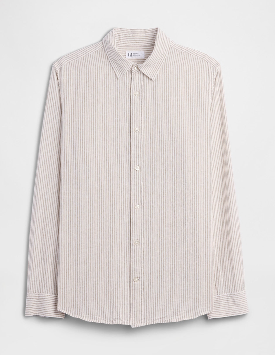Camisa casual de lino manga larga para hombre 5