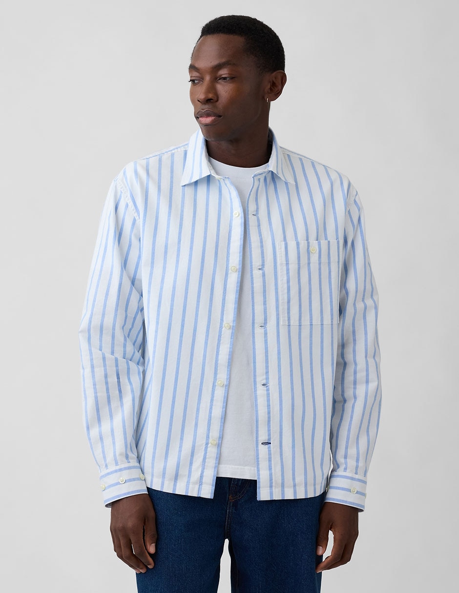 Camisa casual de algodón manga larga para hombre