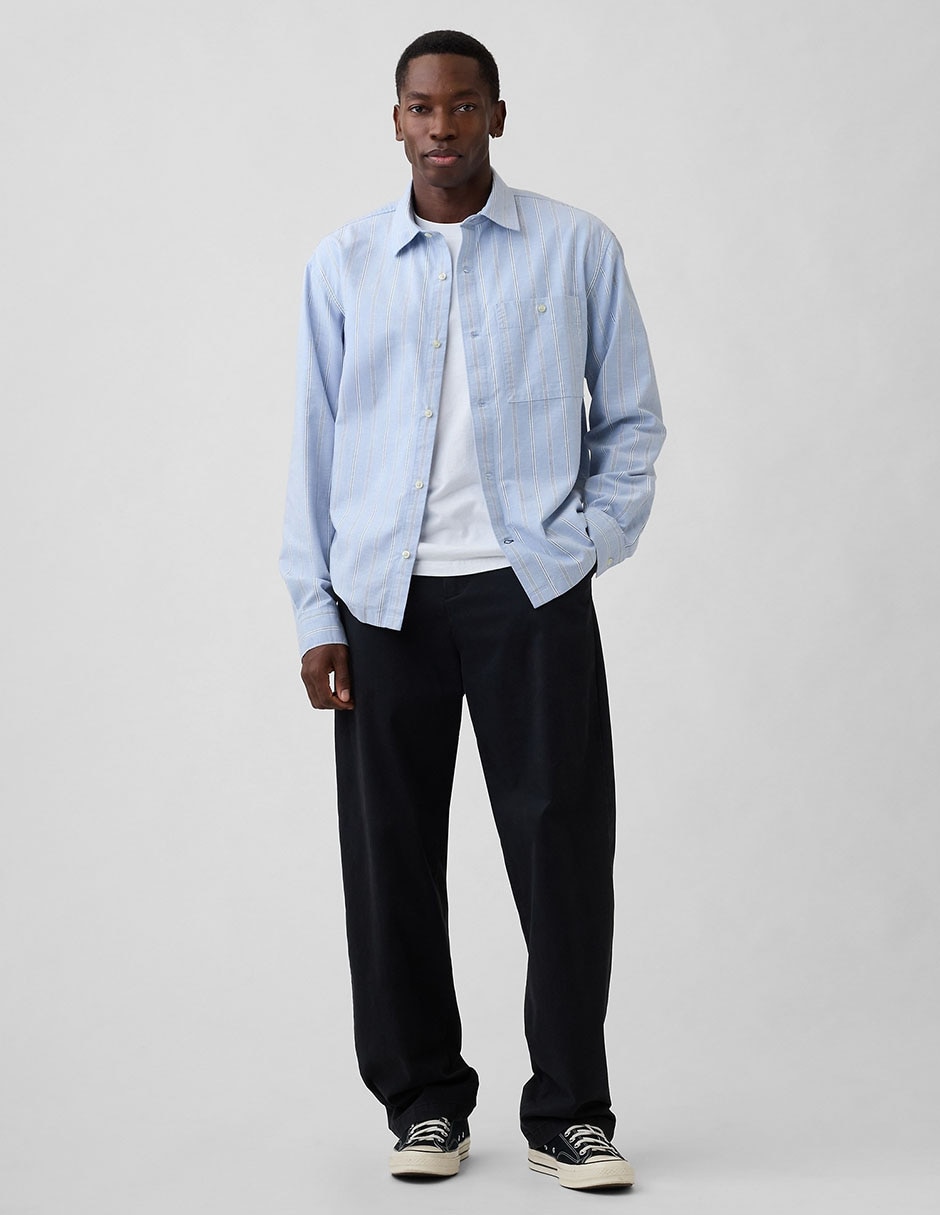 Camisa casual de algodón manga larga para hombre