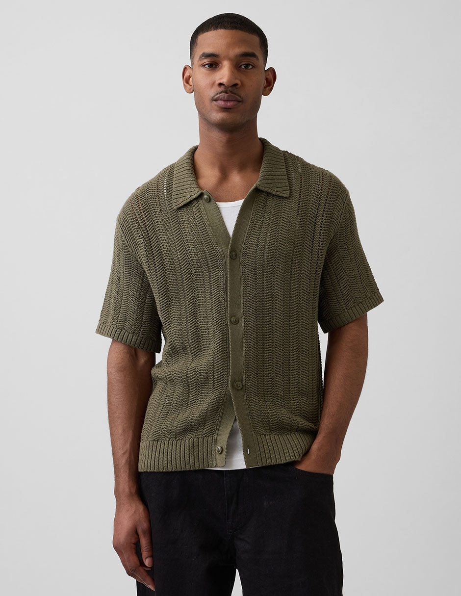 Camisa casual de algodón manga corta para hombre