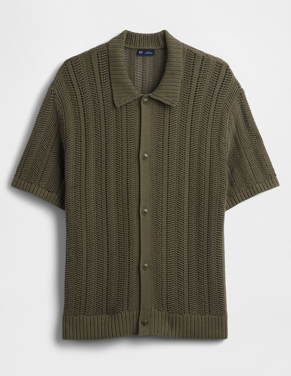 Camisa casual de algodón manga corta para hombre
