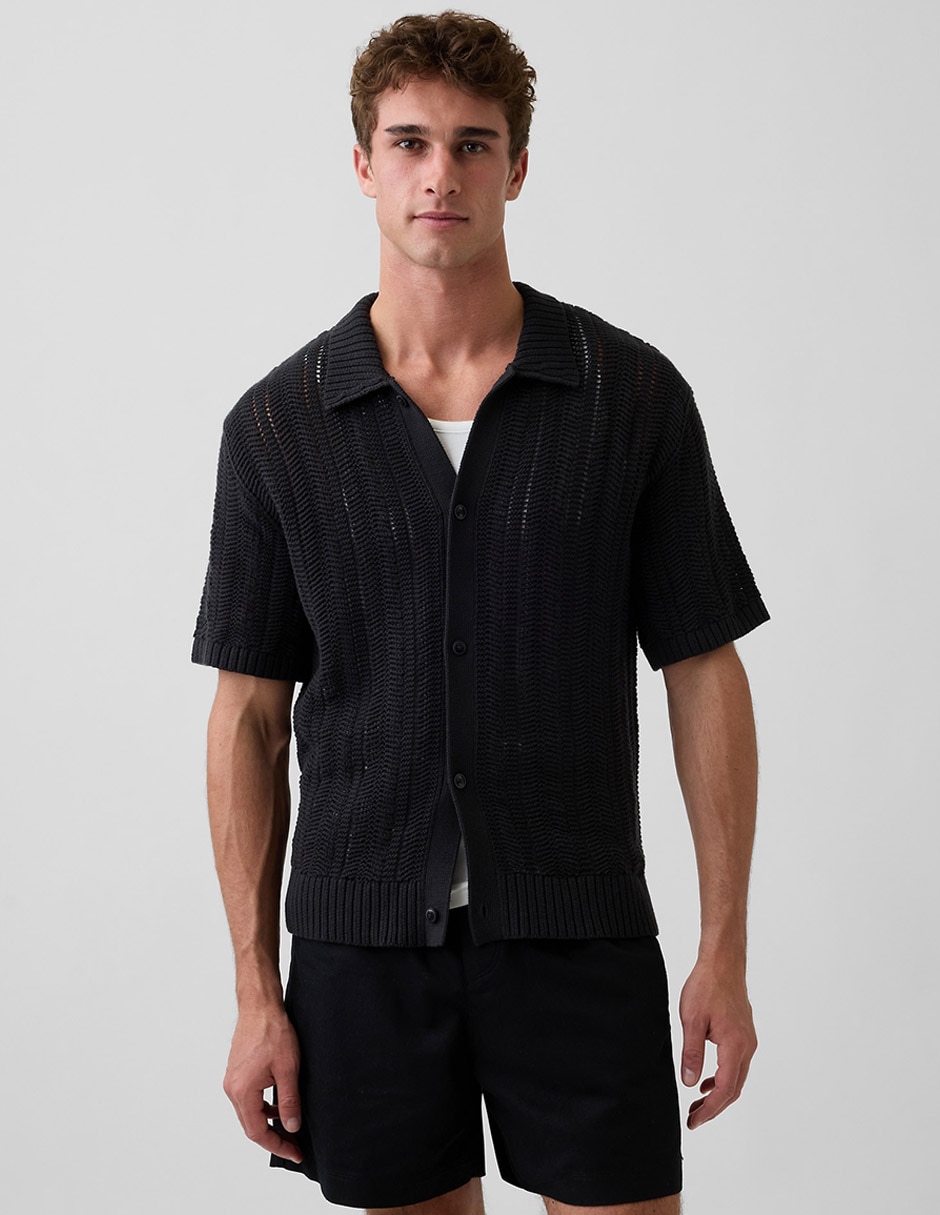 Camisa casual de algodón manga corta para hombre