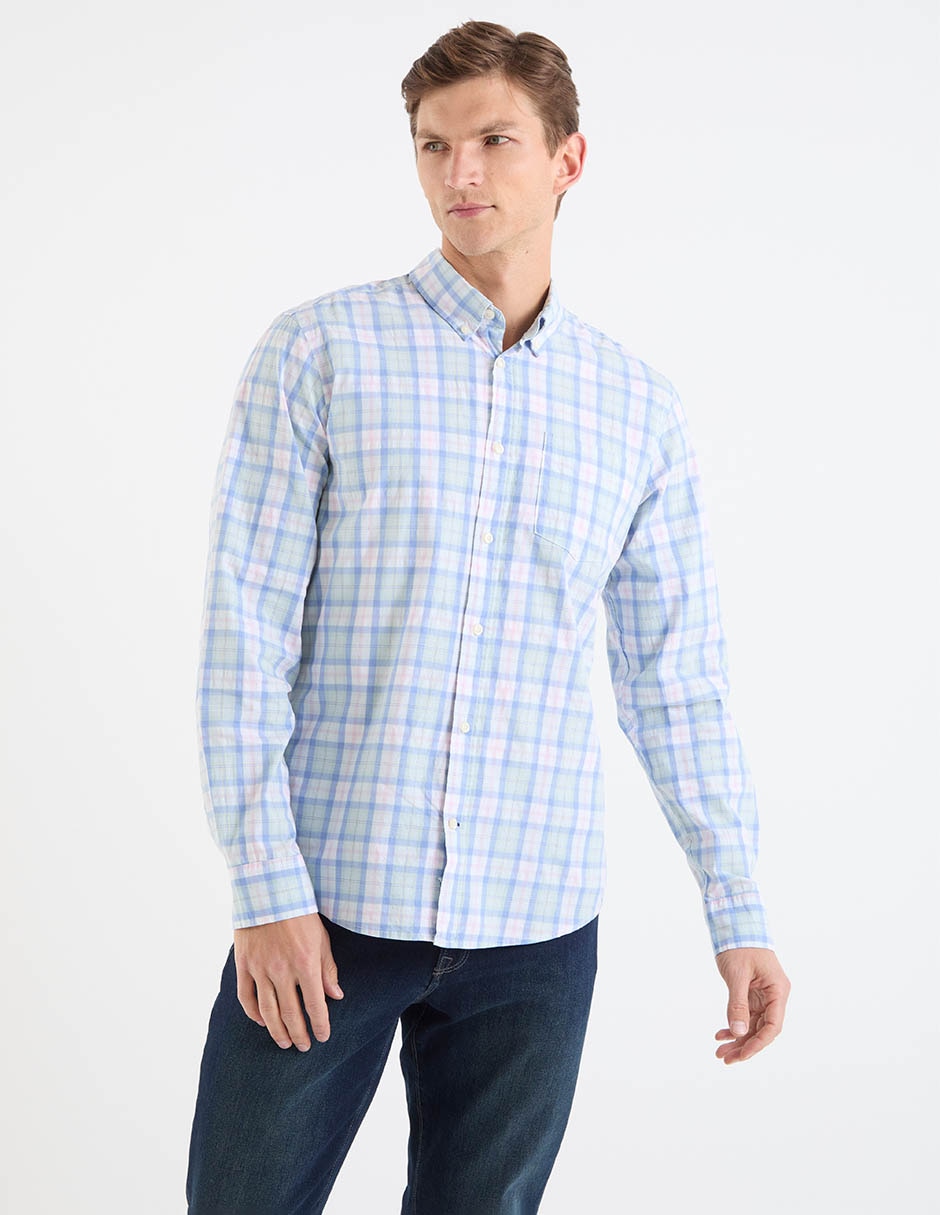 Camisa casual de algodón manga larga para hombre Camisa casual de algodón manga larga para hombre