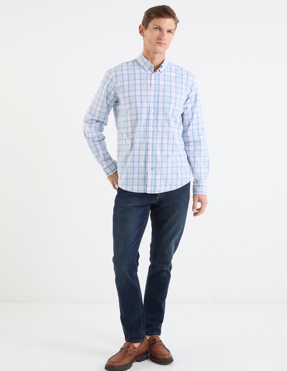 Camisa casual de algodón manga larga para hombre