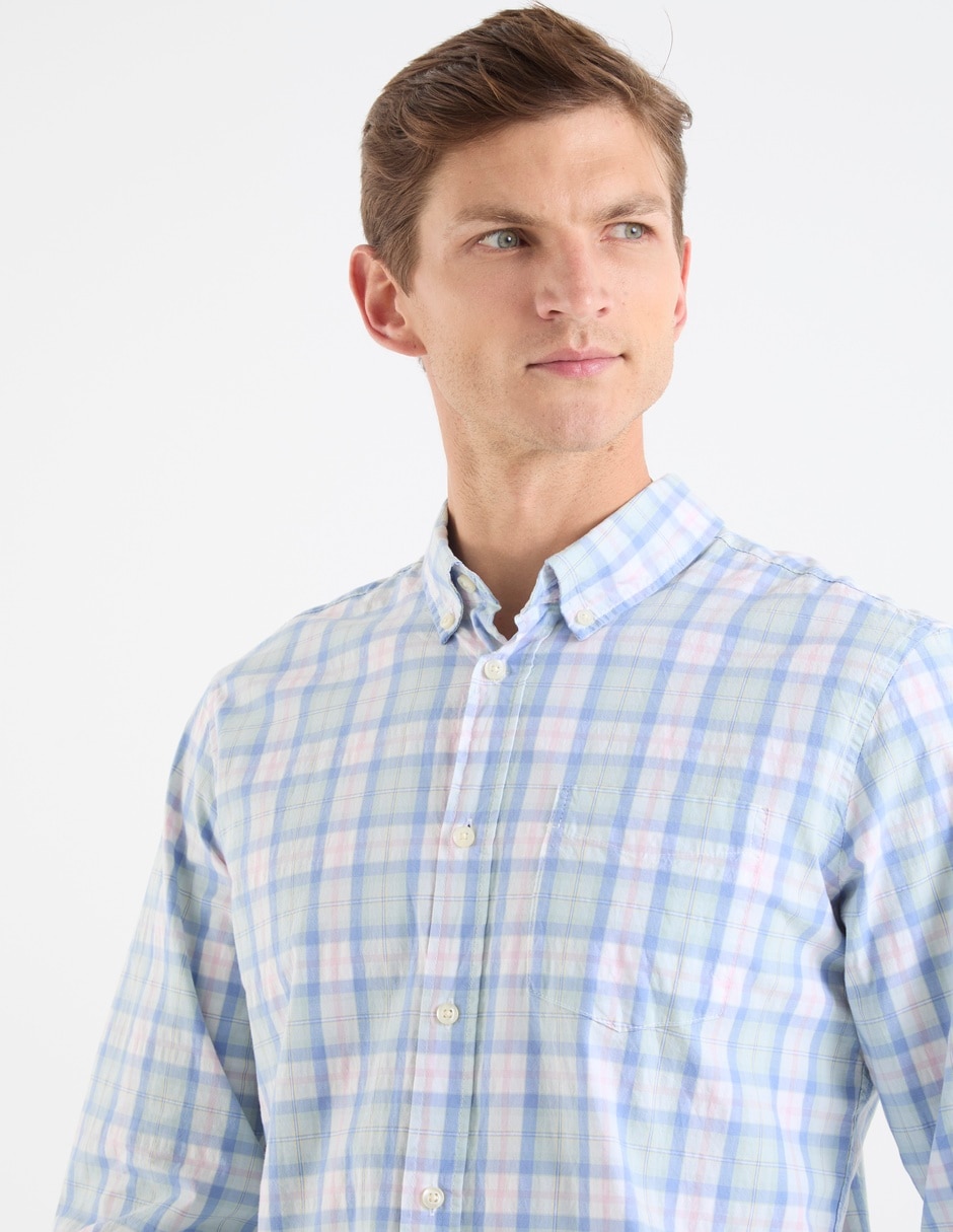 Camisa casual de algodón manga larga para hombre