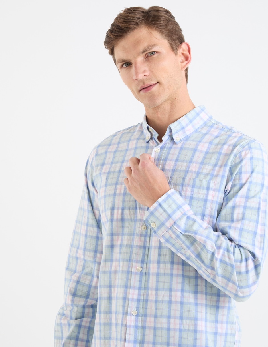 Camisa casual de algodón manga larga para hombre