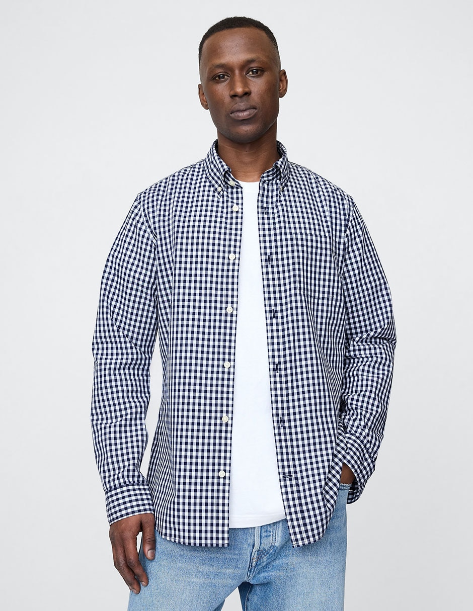 Camisa casual de algodón manga larga para hombre