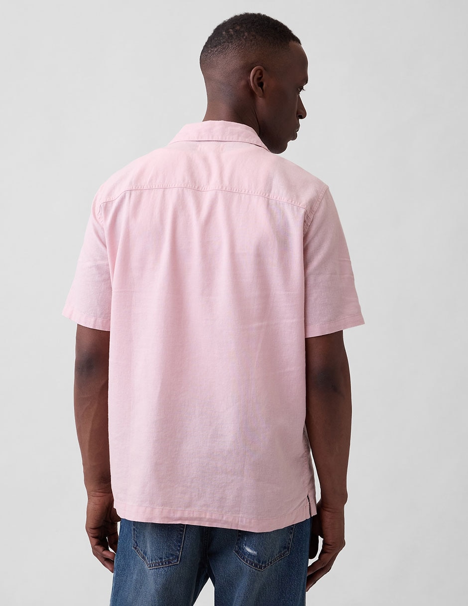 Camisa casual de lino manga corta para hombre