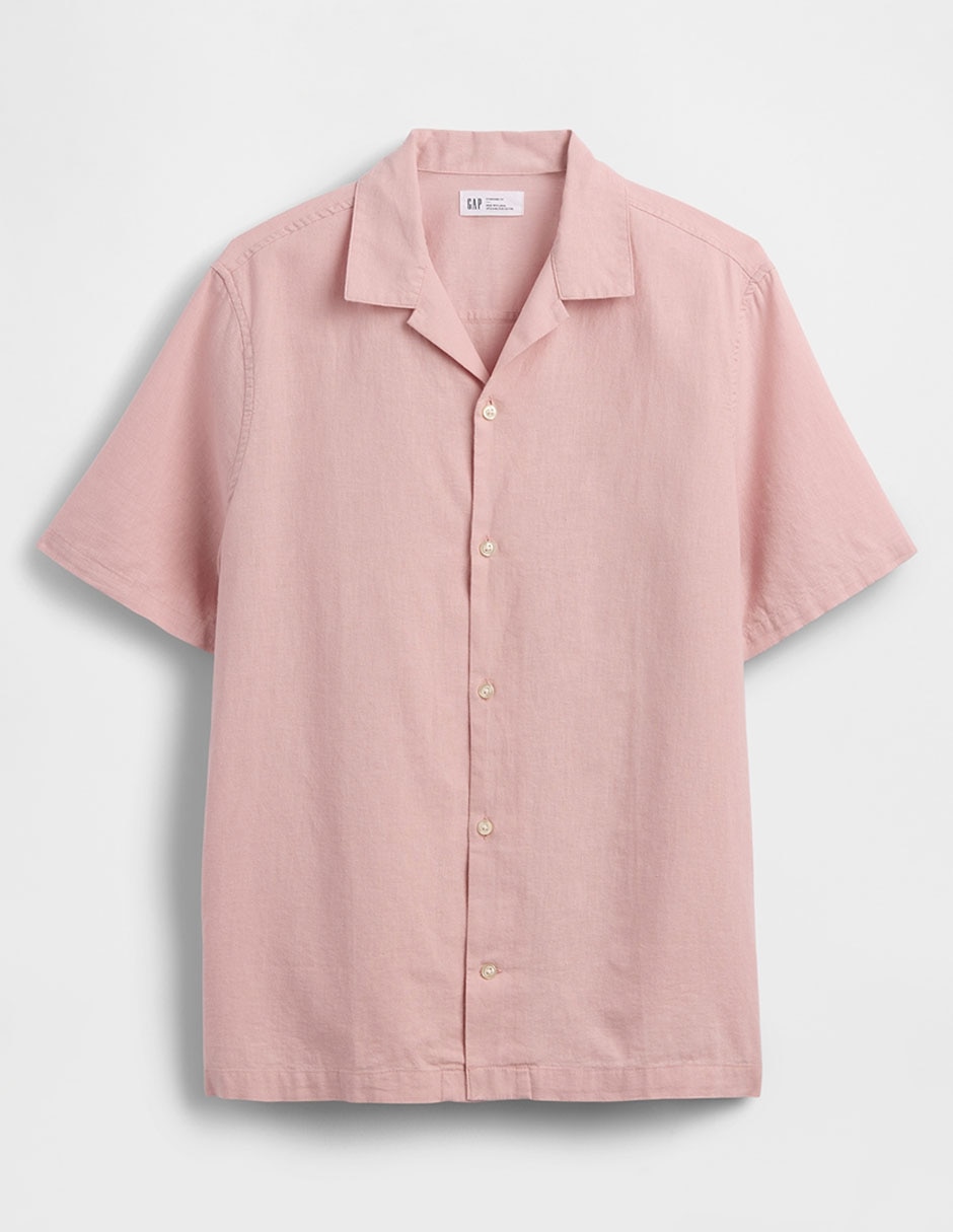 Camisa casual de lino manga corta para hombre