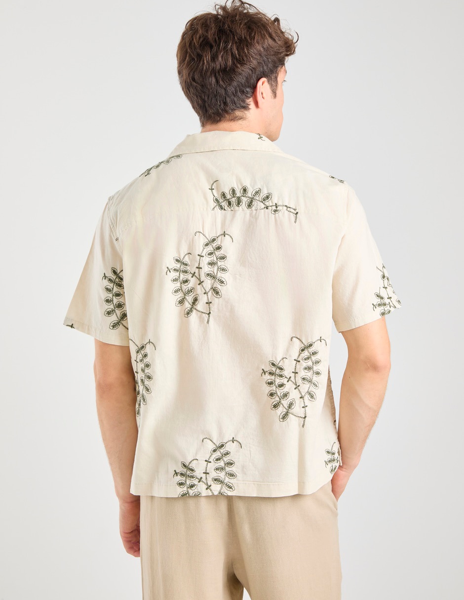 Camisa playa de lino manga corta para hombre