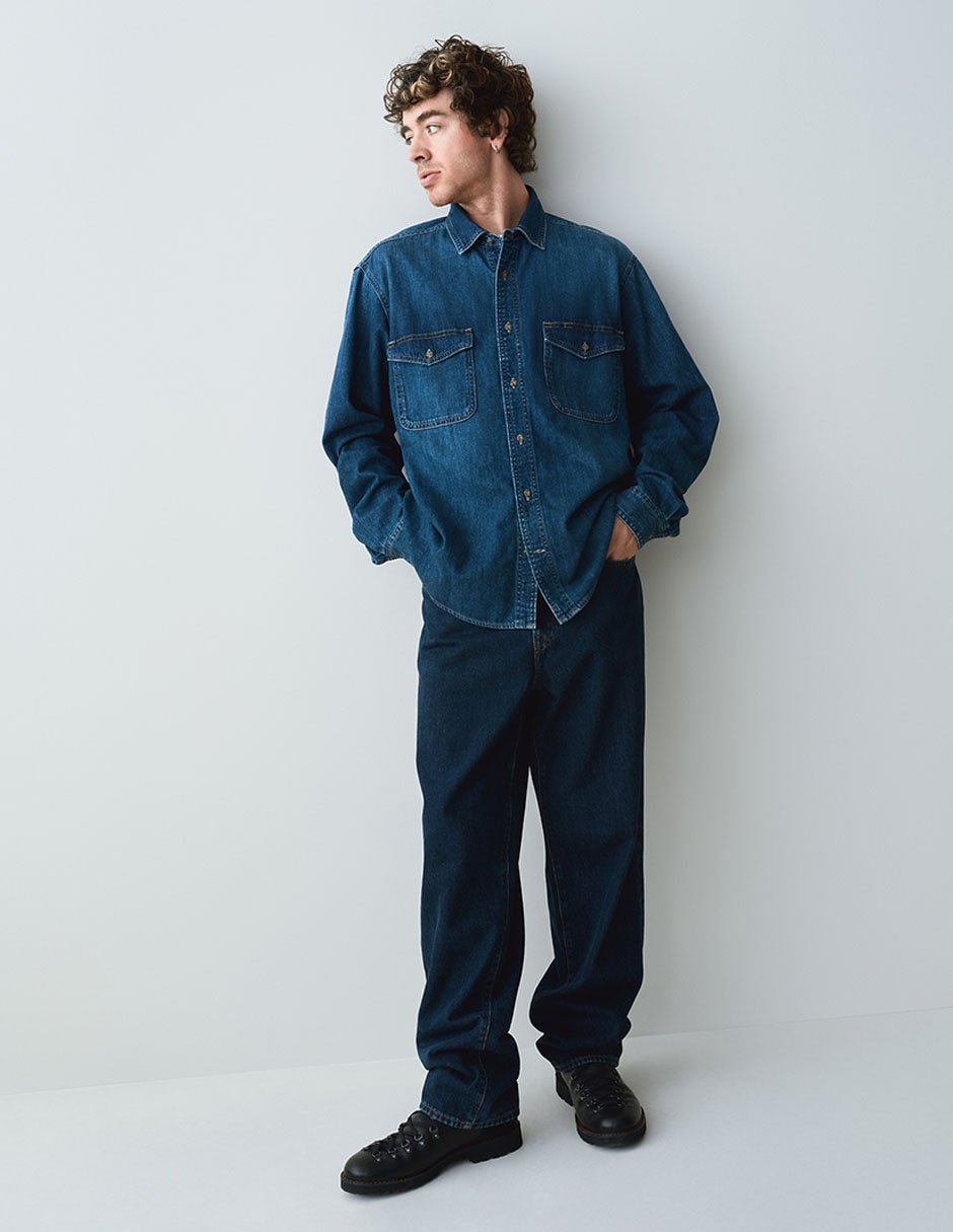 Jeans baggy lavado obscuro para hombre 8