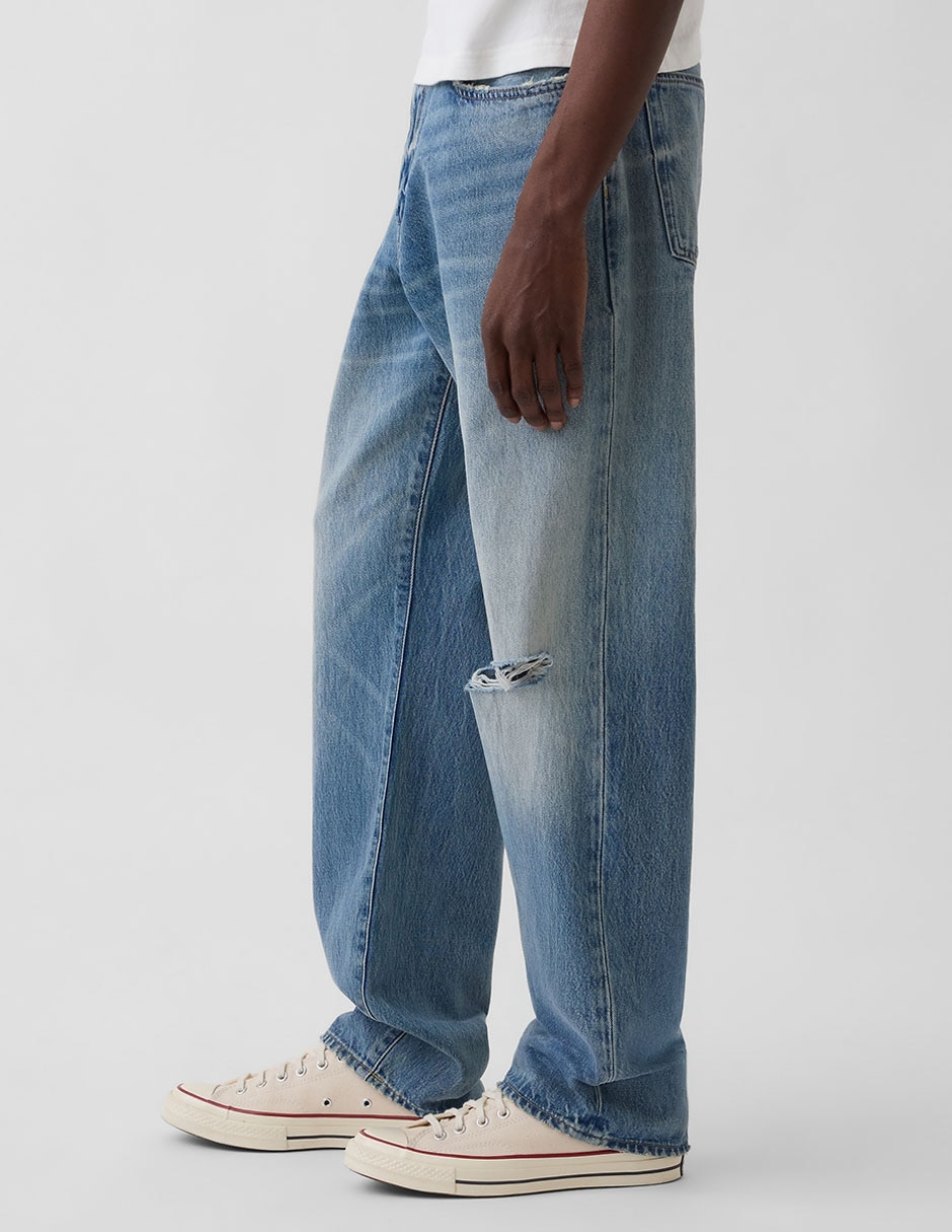 Jeans amplio deslavado para hombre