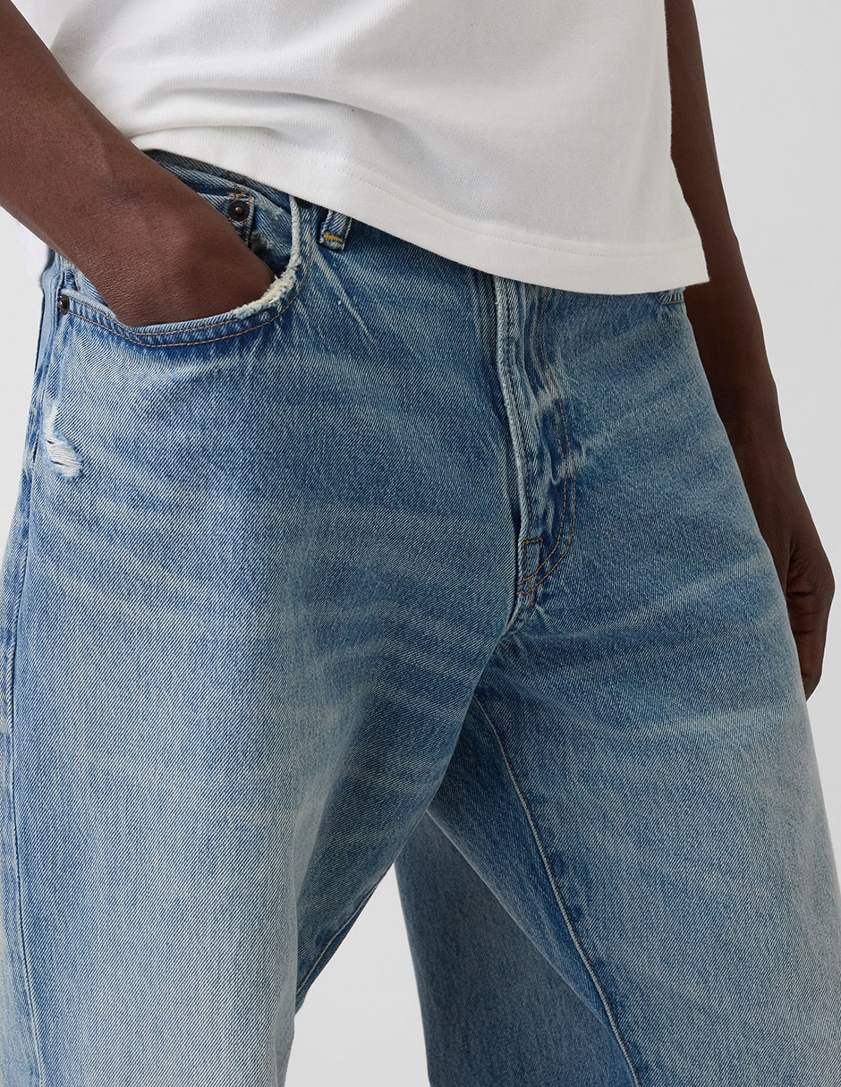 Jeans amplio deslavado para hombre