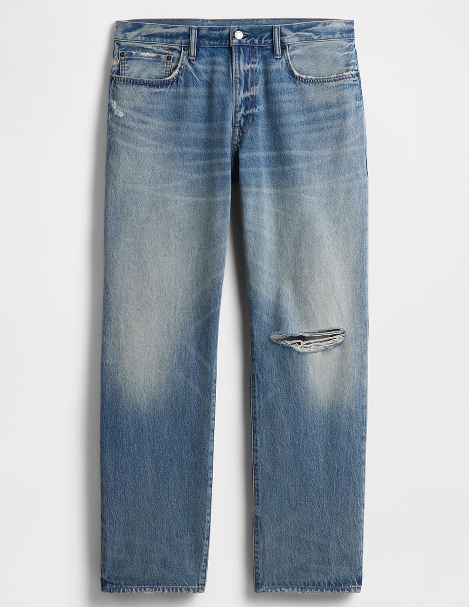 Jeans amplio deslavado para hombre