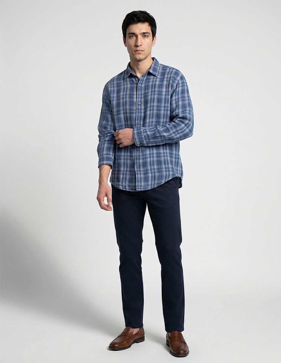 Camisa casual de lino manga larga para hombre